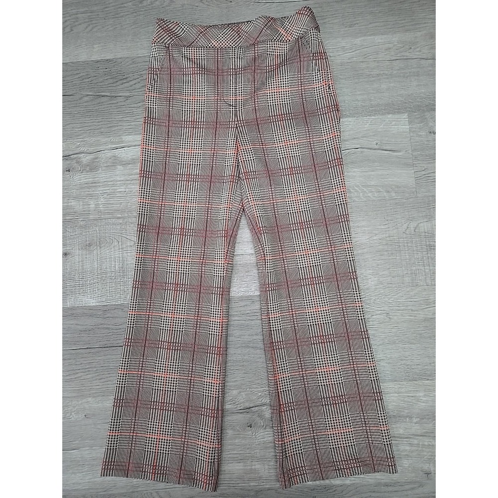 Spanx Perfect Pant Kick Flare Orange Pop Plaid Jacquard Size Medium M/M